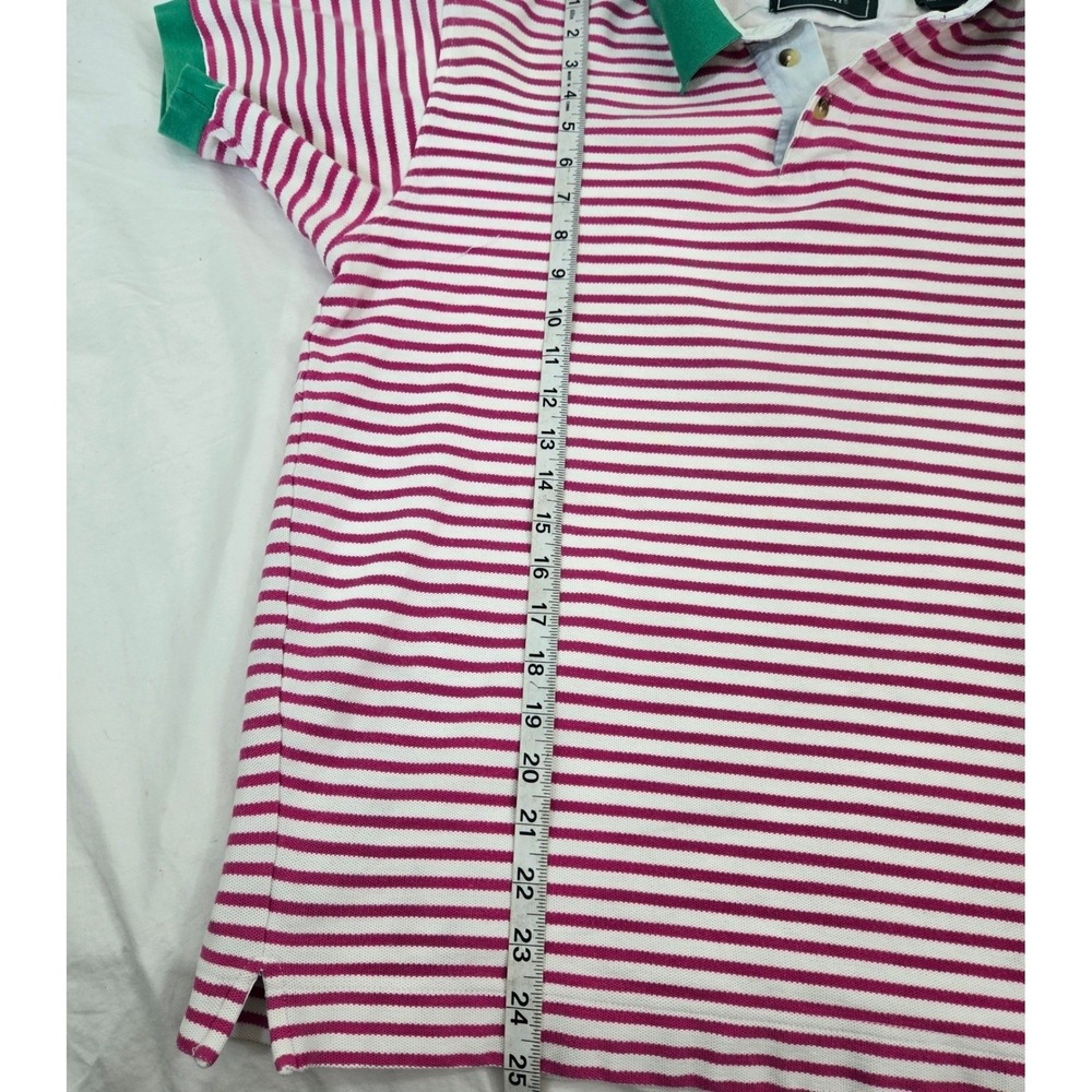 Vint 90s Water Mill Sport Polo Shirt Mens M Pink Green Striped Boxy Grandpacore - Picture 7 of 10